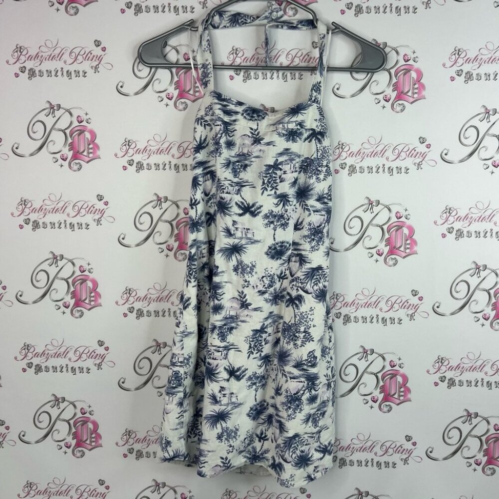 Abercrombie & Fitch dress floral tropical White and Blue Floral Dress